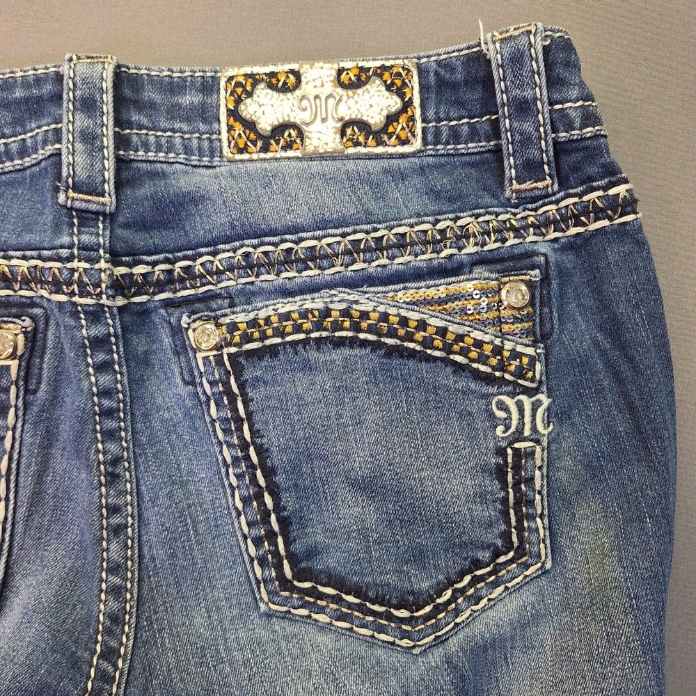 Miss Me Signature Bootcut Jeans JP7697B Medium Wash Embellished Size 30